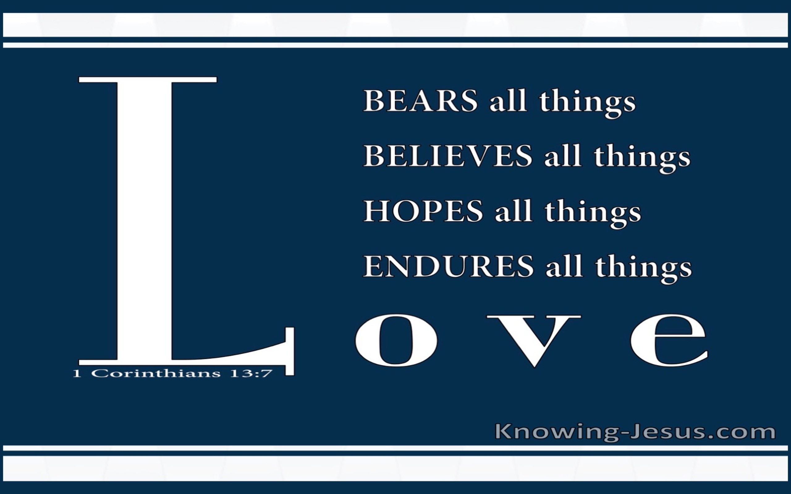 1 Corinthians 13:7 Endures Bears All Things (navy)